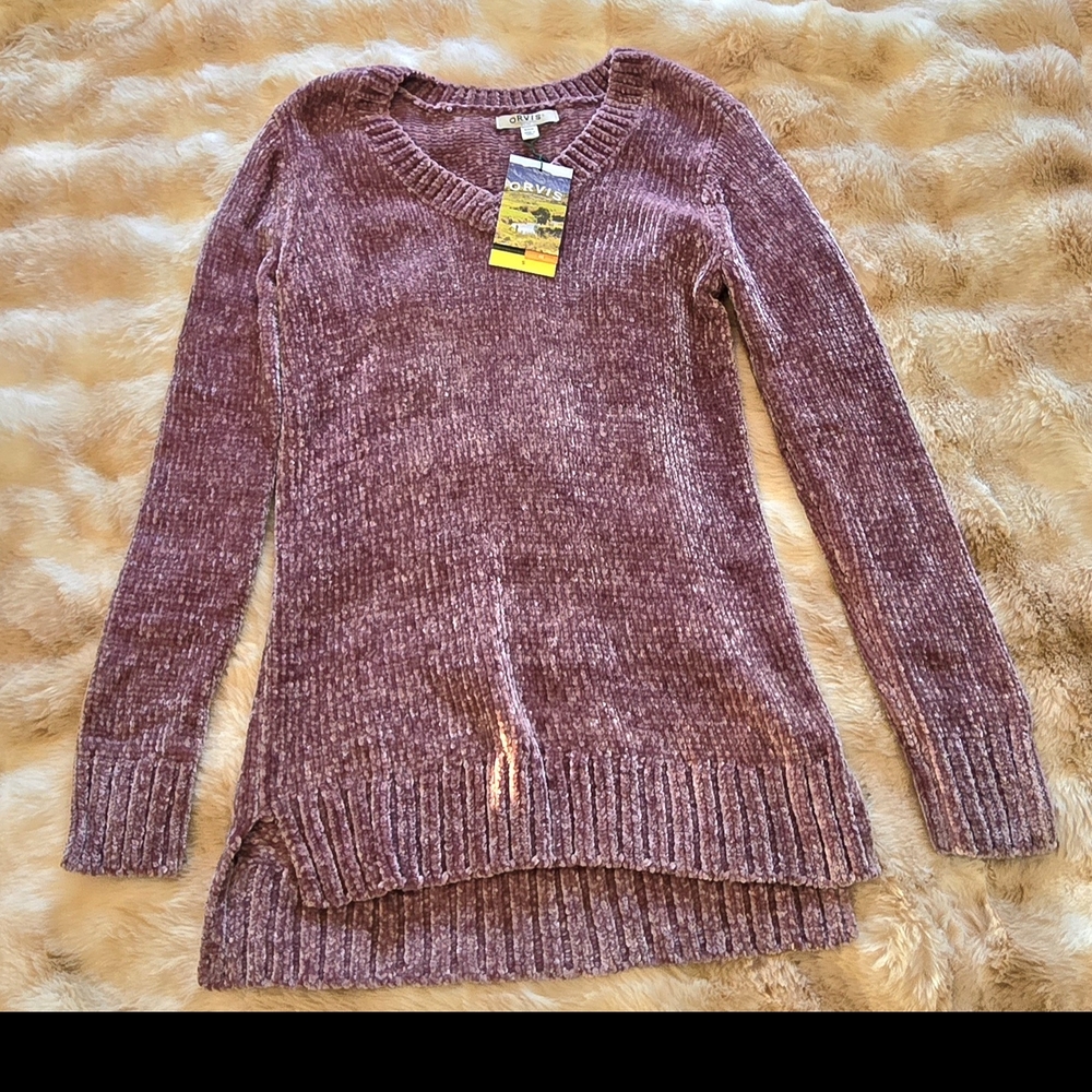 Orvis Women's Heathered Pink V-Neck Sweater